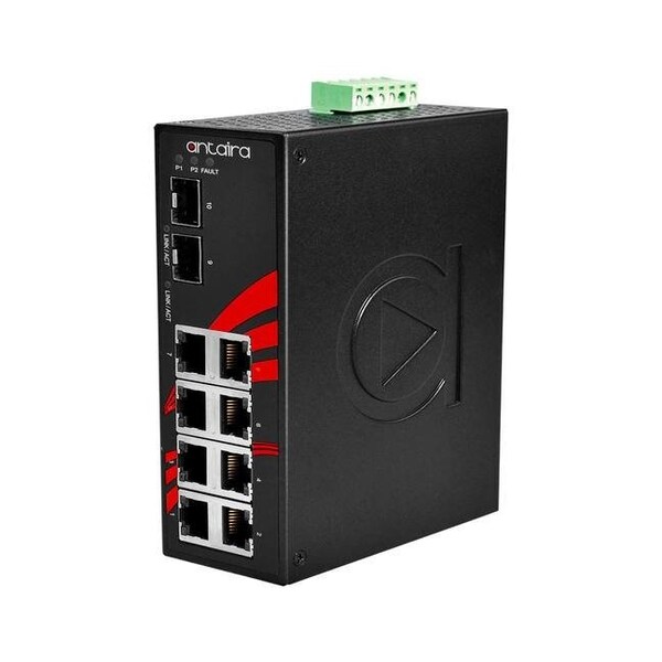 10-Port Industrial Gigabit Unmanaged Ethernet Switch, w/8-10/100/1000Tx + 2-100/1000 SFP Slots; EOT